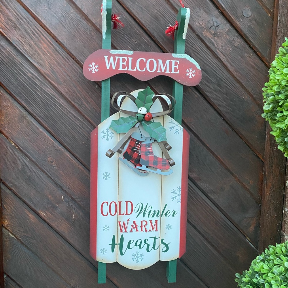 Winter sleigh decorative sign outdoor/indoor.